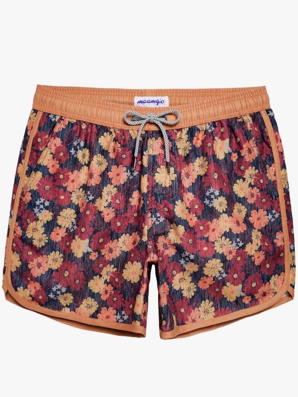 Vacation Floral Athletic Shorts Swim Trunks with Drawstring and Liner Men’s XS